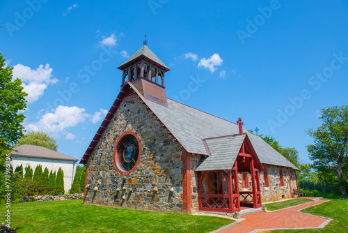 St. Andrew's by-the-Sea Episcopal Chapel at the coast of Atlantic Ocean in town of Rye, New Hampshire NH, USA. 