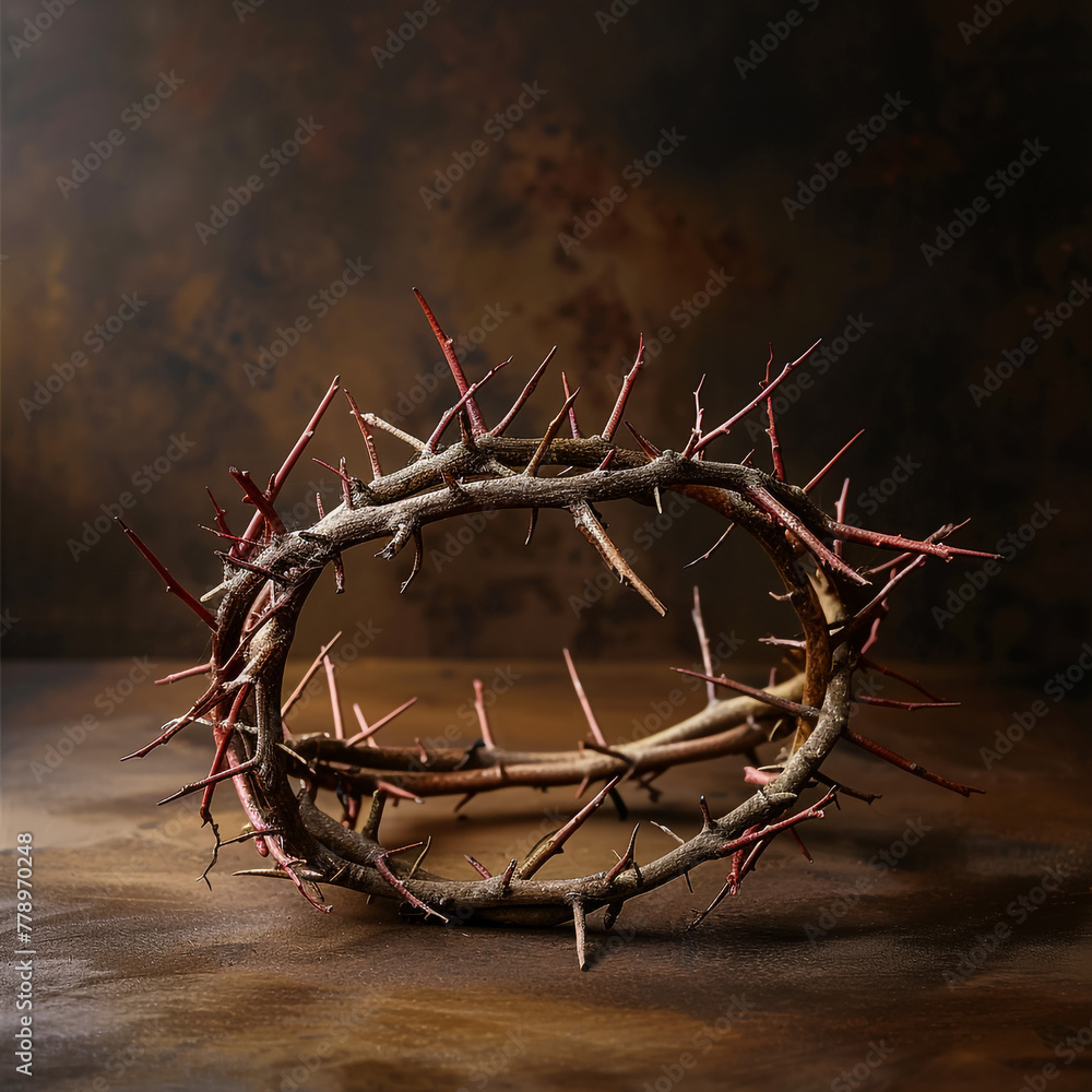 Crown of thorns on dark background. Good Friday concept