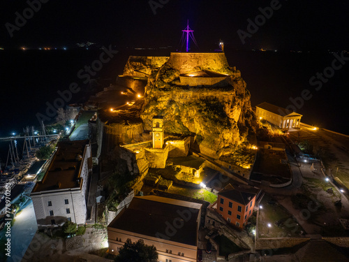 Old fortress at Easter, Corfu, Greece drone view photo