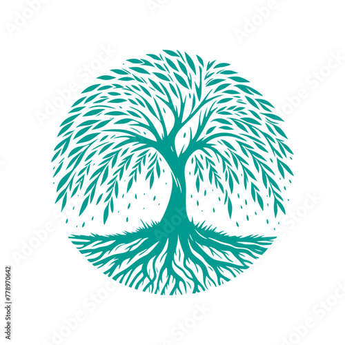 Root tree logo vector. Root of the tree vector logo symbol illustration design, oak tree vintage logo design