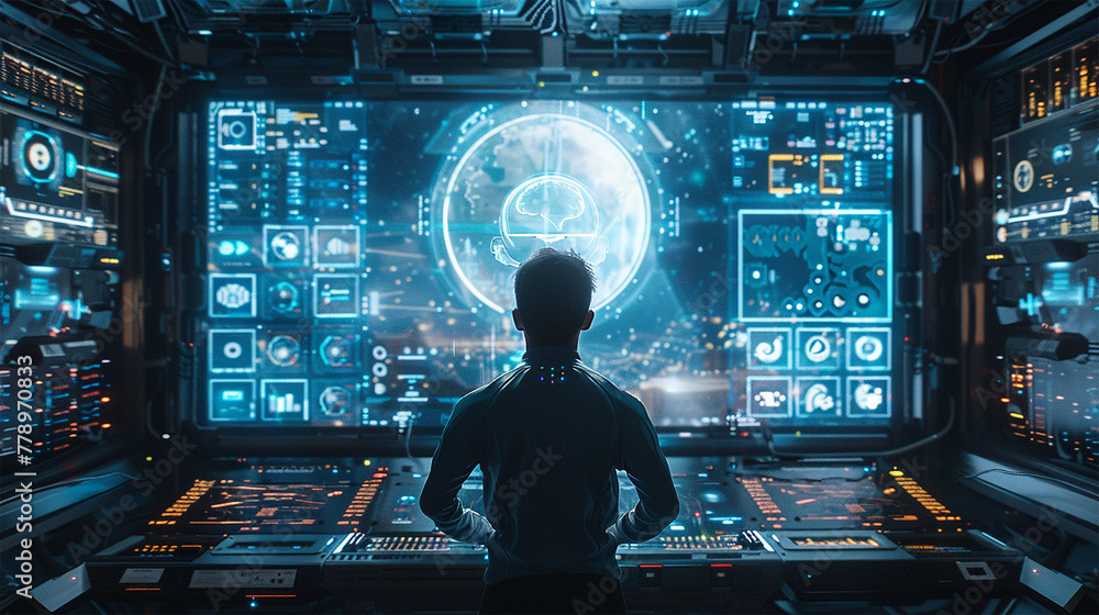 Artificial Intelligence. man using technology smart AI Artificial Intelligence. man using technology smart AI