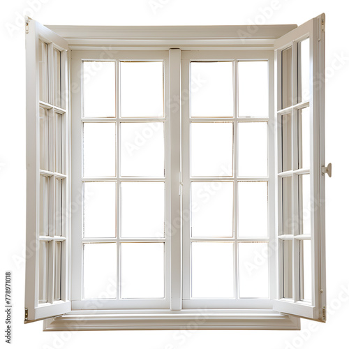 A window with a white frame and white glass. The window is open  letting in light and air. The scene is simple and clean  with no distractions or clutter. Generative AI