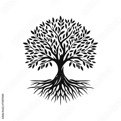 Root tree logo vector. Root of the tree vector logo symbol illustration design, oak tree vintage logo design