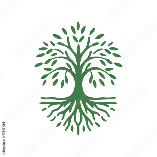 Root tree logo vector. Root of the tree vector logo symbol illustration design, oak tree vintage logo design