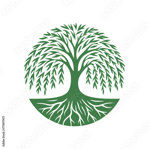 Root tree logo vector. Root of the tree vector logo symbol illustration design, oak tree vintage logo design