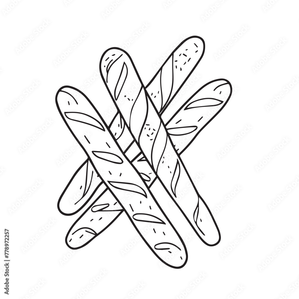Naklejka premium Baguette logo line art design, vector illustration on white background