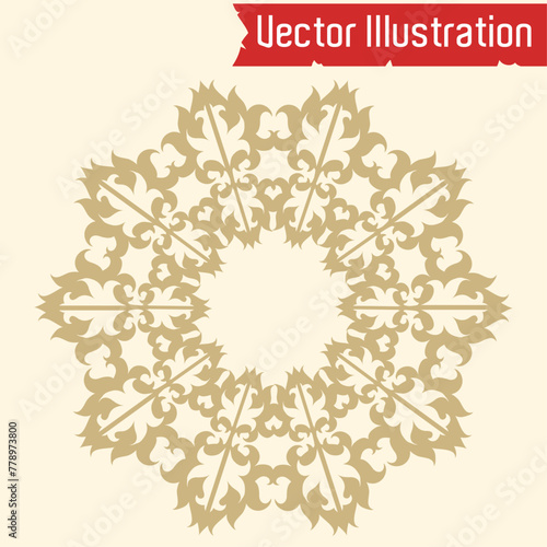 Intricate Beige Snowflake Mandala Vector Illustration
