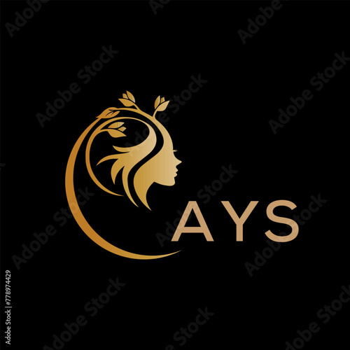 AYS letter logo. best beauty icon for parlor and saloon yellow image on black background. AYS Monogram logo design for entrepreneur and business.  