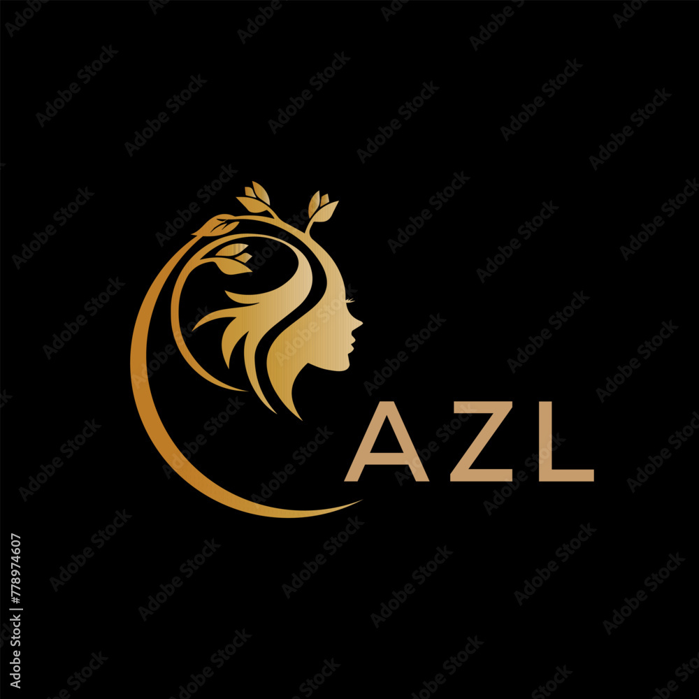 AZL letter logo. best beauty icon for parlor and saloon yellow image on black background. AZL Monogram logo design for entrepreneur and business.	
