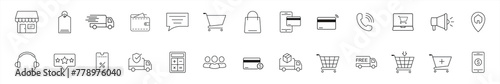 e-commerce icon set. online shopping icon. shopping thin line collection. vector illustration
