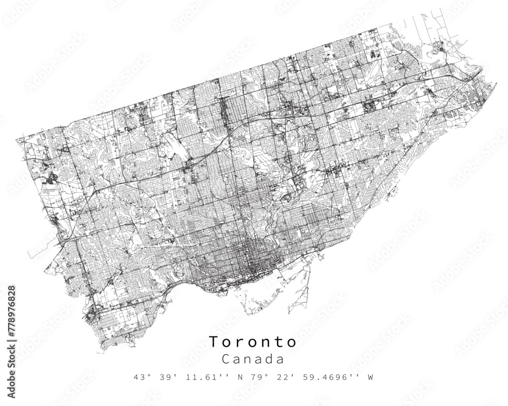 Fototapeta premium Toronto Canada,Urban detail Streets Roads Map ,vector element template image