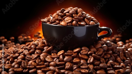 coffee beans and cup