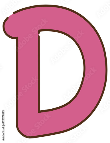 pink with brown border letter D