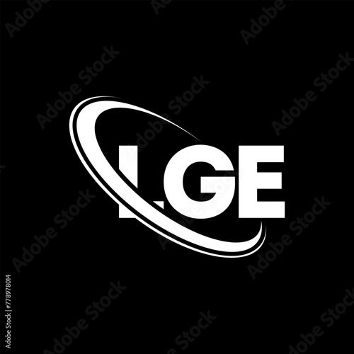 LGE logo. LGE letter. LGE letter logo design. Initials LGE logo linked with circle and uppercase monogram logo. LGE typography for technology, business and real estate brand. photo