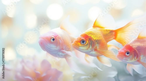 Goldfish in pond, pet, underwater, macro, motion