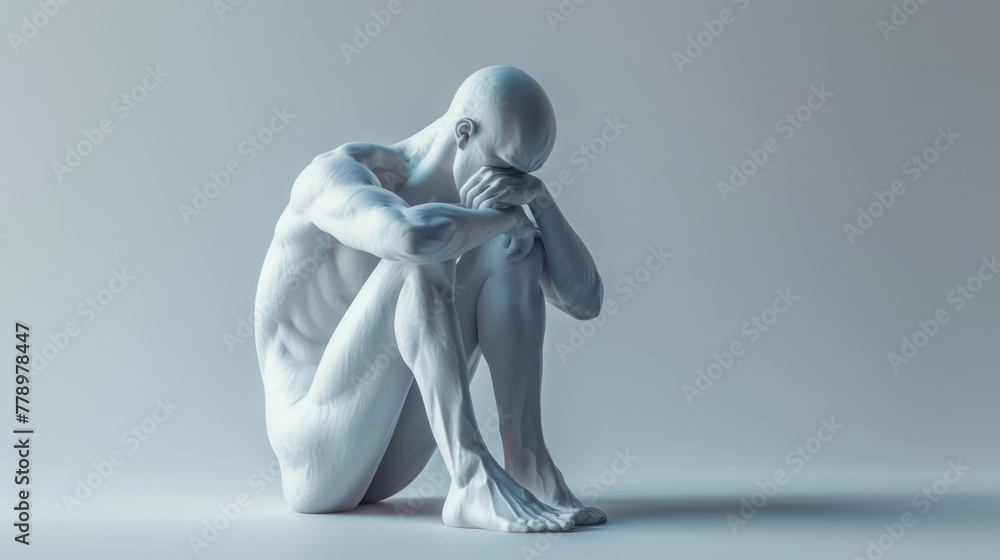 White Statue of an Angel Sitting on the Ground White Statue of an Angel Sitting on the Ground
