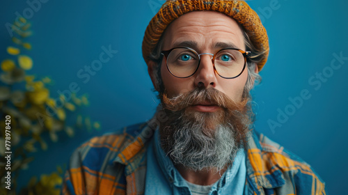 Man With Glasses and Beard Wearing a Hat