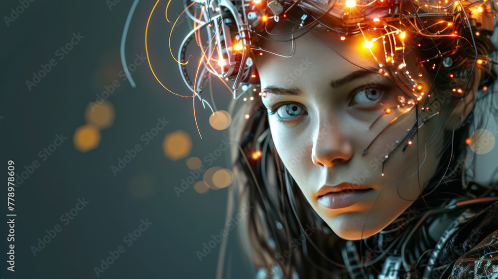Woman With Multiple Wires on Head Woman With Multiple Wires on Head