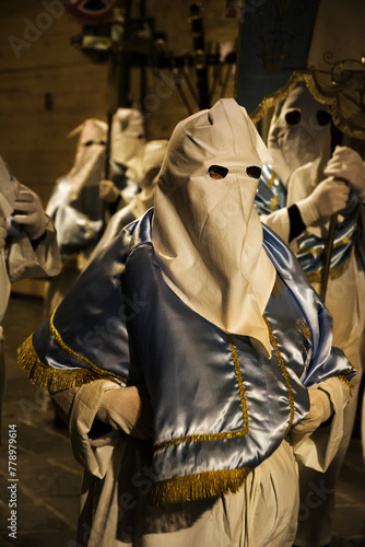 Hooded penitents during the famous Good Friday procession in Chieti (Italy)