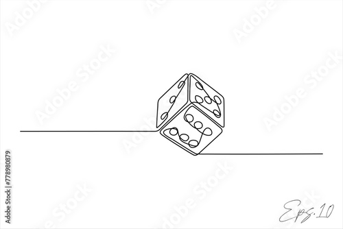 continuous line art drawing of dice