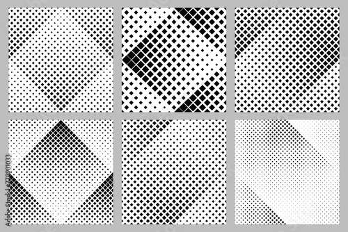 Seamless geometrical square pattern background design set -  abstract vector illustration from diagonal squares