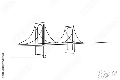 continuous line art drawing of iron bridge
