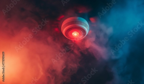 Red blinking smoke detector photo © Yelena