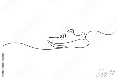 continuous line art drawing of sports shoes