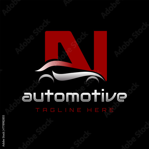 Letter N Car Automotive Logo Design Vector