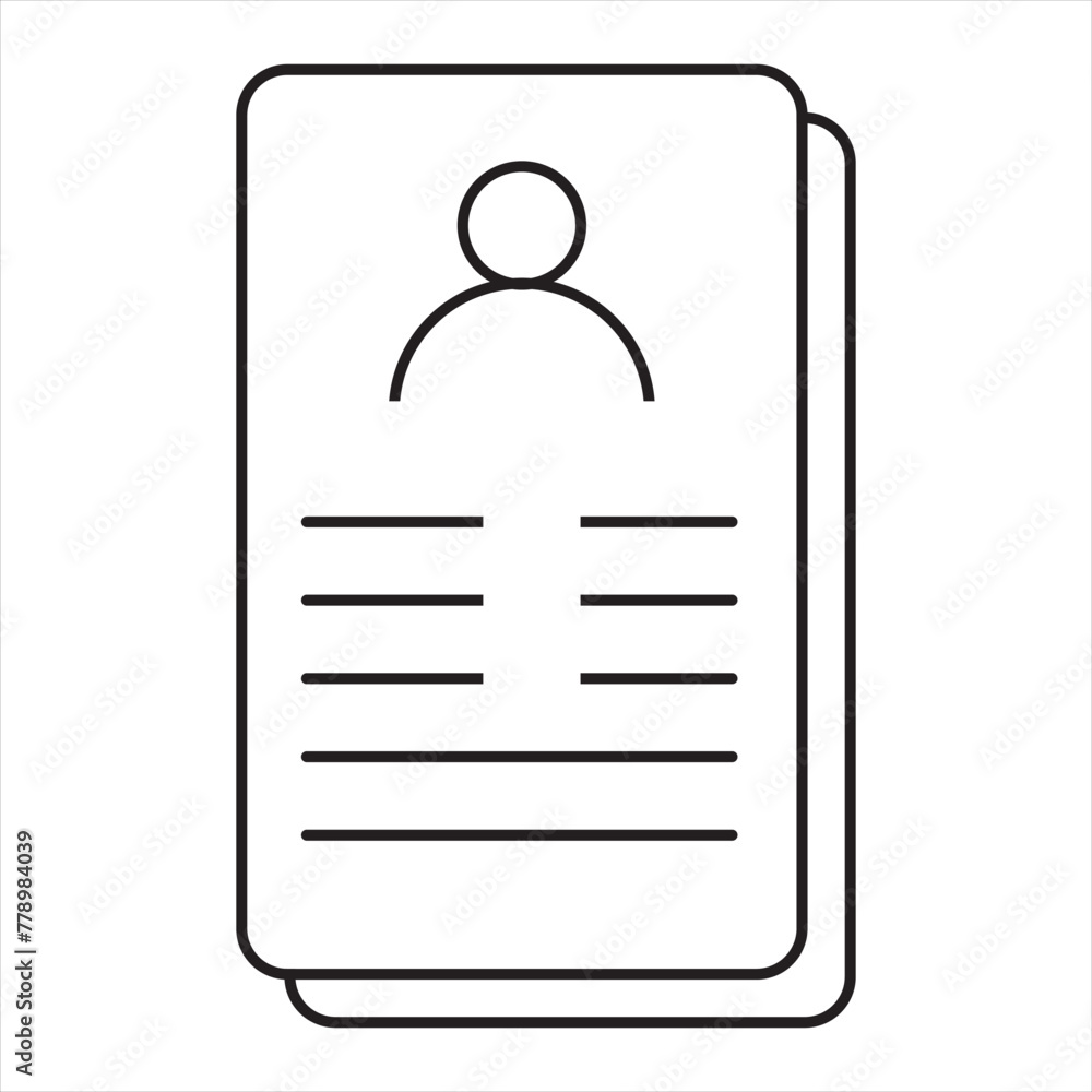 Identification card outline icon isolated on background. Identification card , Identification card logo,. Editable stroke. Identification card. vector illustration. Identification card outline icon isolated on background. Identification card , Identification card logo,. Editable stroke. Identification card. vector illustration.