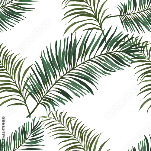 seamless pattern with palm leaves summer © 7nov.studio