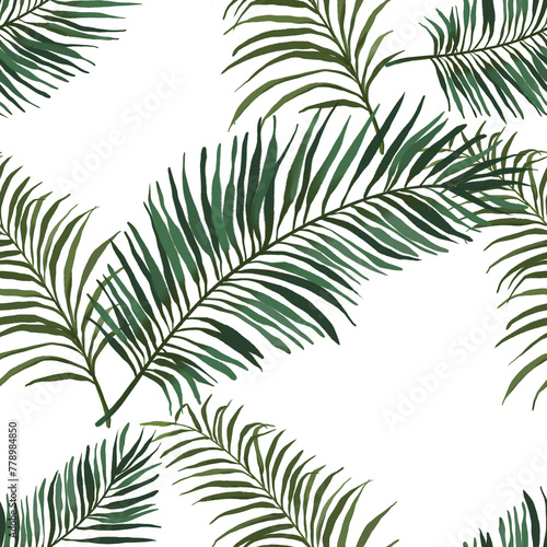 seamless pattern with palm leaves summer