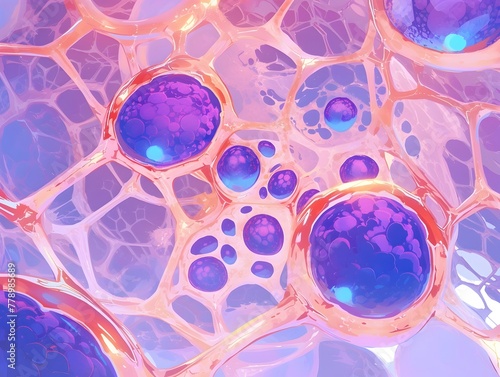 Captivating Cellular Structures and Functions in Vivid Digital Abstract photo