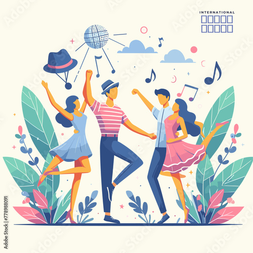 Flat illustration for international dance day celebration