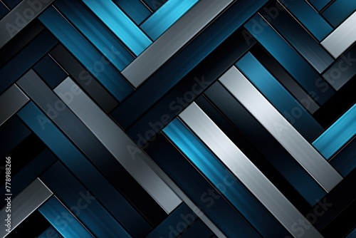 Silver and black modern abstract squares background with dark background in blue striped in the style of futuristic chromatic waves, colorful minimalism pattern 