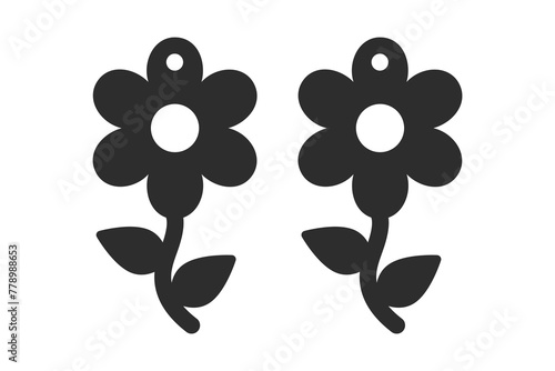 Daisy flower earring, pendant or keychain design. Jewelry silhouette laser cut template. Cnc cutting with metal, wood or leather