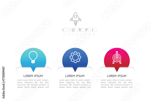 Vector infographic business presentation template with circular interconnection with 3 options.