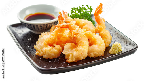 Authentic shrimp crispy tempura isolated on white background
