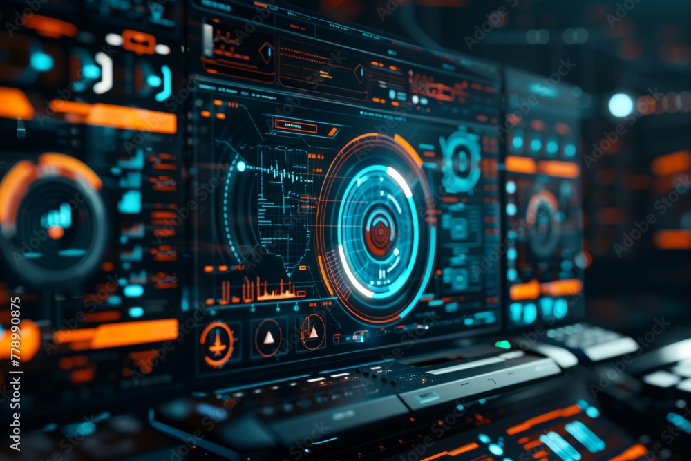 Advanced futuristic digital interface display Advanced futuristic digital interface display