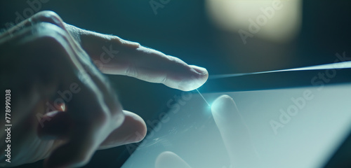 Tablet and hands close-up,created with Generative AI tecnology.