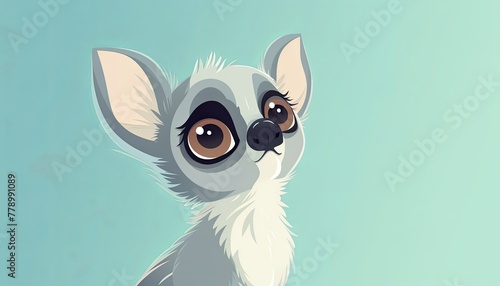 Low-angle shot of a baby lemur  cute  simple 2d style pastel colors