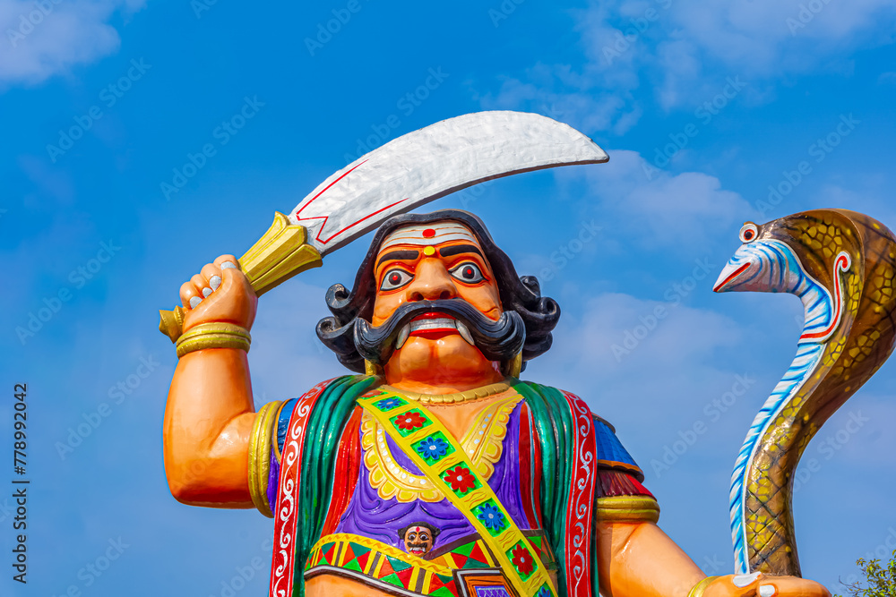Mahishasura Statue at Chamundi Hill. He is a bovine asura in Hinduism