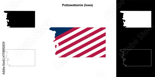 Pottawattamie County (Iowa) outline map set