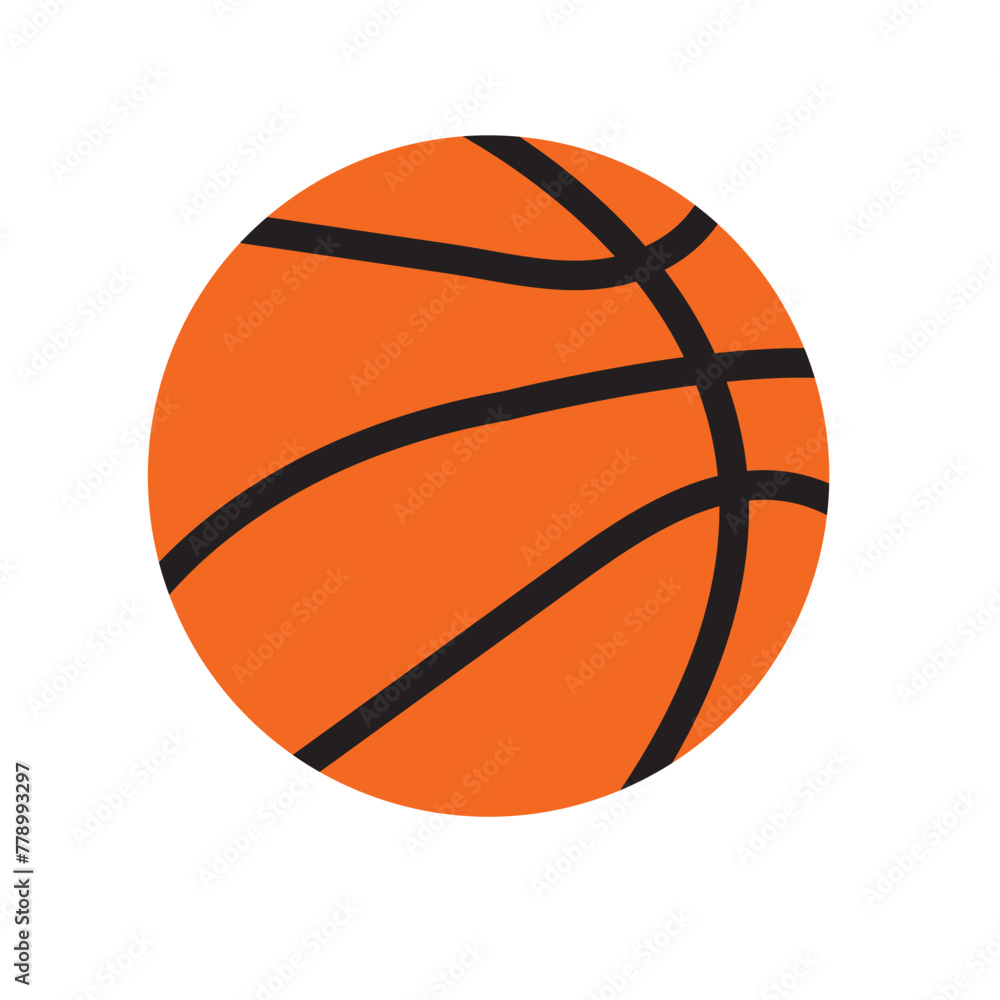 Basketball ball isolated on white background. Basketball ball,  volleyball vector. Basketball flat icon. Soccer icon. Basketball logo,  Sports equipment, symbol illustration. Vector illustration.