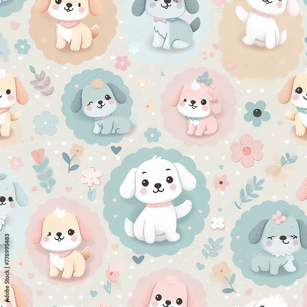 Dogs themed Colorful cute baby and children patterns