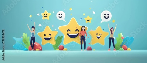 Customer review satisfaction feedback survey concept. Business people rate customer service, product quality, staff friendliness and overall value for the price. Business people rate information,