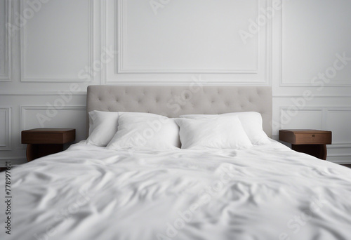 White Bed In Empty Space Isolated on White © ArtisticLens