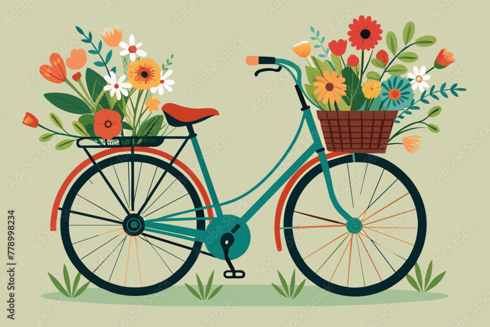 Fototapeta premium bicycle carrying wildflowers on basket