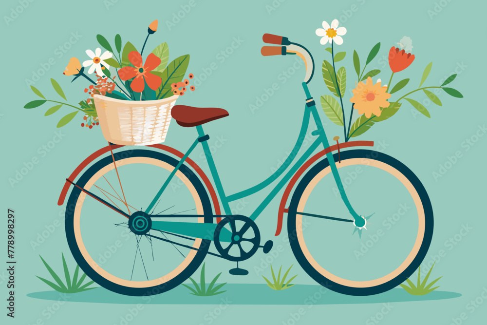 Fototapeta premium bicycle carrying wildflowers on basket