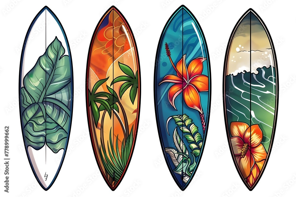 Vibrant Tropical Surfboard Clipart for Summer Fun Vibrant Tropical Surfboard Clipart for Summer Fun